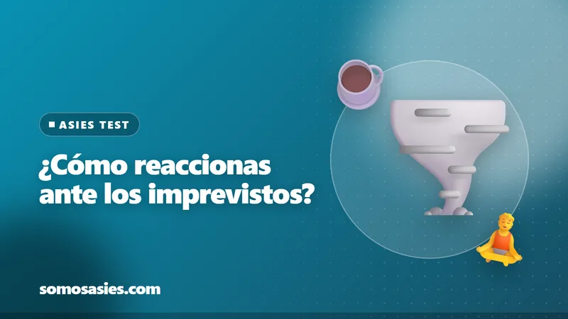 Ilustración de un remolino, una taza de café y una persona meditando